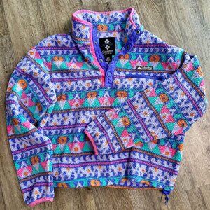 Columbia Sportswear 1/4 Zip Snap Pullover Fleece Aztec Western Winter Outerwear